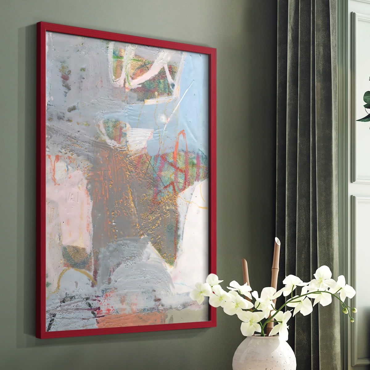 Minim II in Red Solid Wood 8 x 10 Framed Print