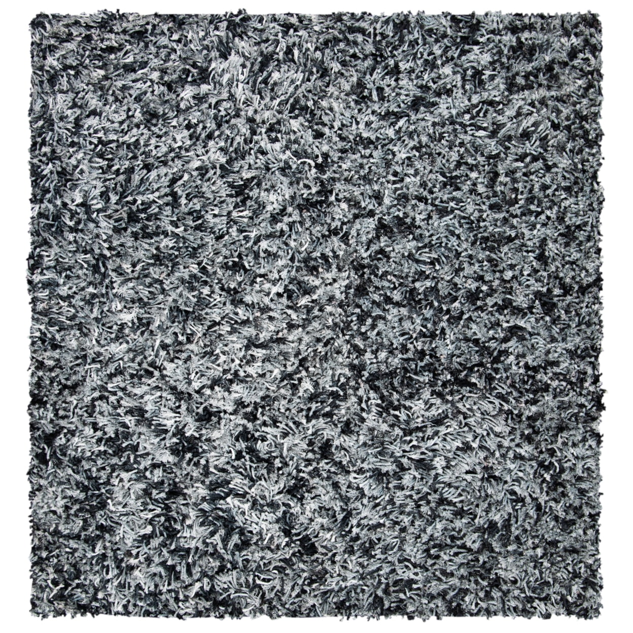 SAFAVIEH Rio Kynaston Solid Polyester Shag Area Rug, Black/Ivory, 6' x 9'