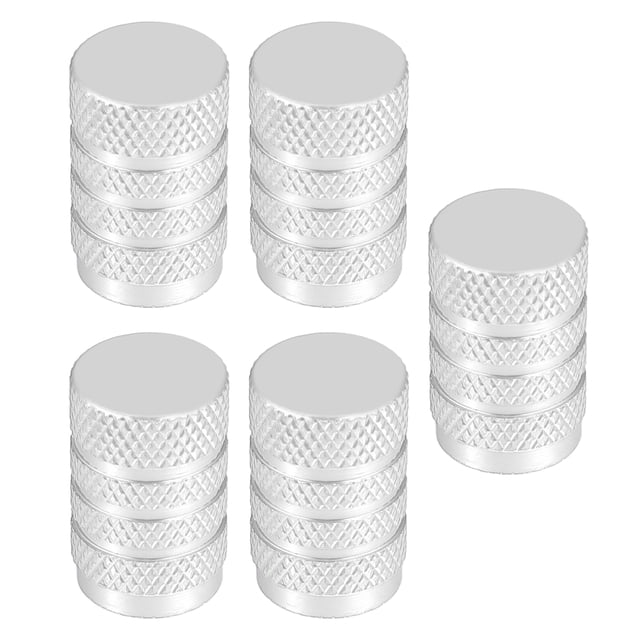 Tapas de vástago de válvula de neumático universal, tapas de vástago de válvula para coche, SUV, bicicleta, camiones, motocicletas, 17mm, aleación de aluminio, tono plateado, 5 uds.
