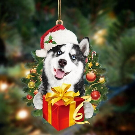 Acrylic 2D FLAT Husky-Dogs give gifts Hanging Ornament, Christmas Ornament, Dog Ornament, Xmas Dog Ornaments