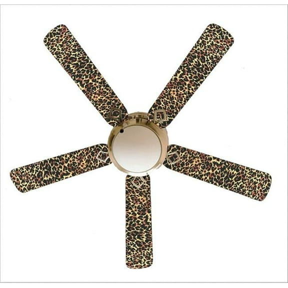 888 Cool Fans F52-0001058 52 in. Leopard Animal Print 5-Blades White Ceiling Fan with Lamp