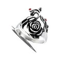 thumbnail image 4 of Simulated Garnet Rose Vine Ring High Polished Stainless Steel Band Red CZ Jewelry Female Size 6, 4 of 4