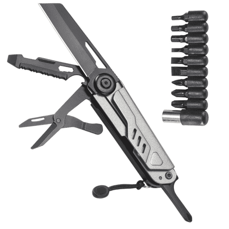 FTCBJJA 12-in-1 Multitool Pocket Knife Set with Pliers & Sheath Folding EDC Multi Tool for Camping Hiking Home Repair Perfect Father s Day Gift for Men Women Gray