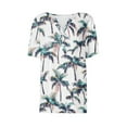 thumbnail image 6 of Kctiaxy White Hawaiian Shirts for Women V-Neck Button Collar Short Sleeve Shirts Fashion Beach Floral Summer Tops Casual Pullover Blouse L, 6 of 6