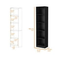 thumbnail image 3 of Fm Furniture Sutton Slim Bookcase with Modern 5-Shelf Design, Black, 3 of 7