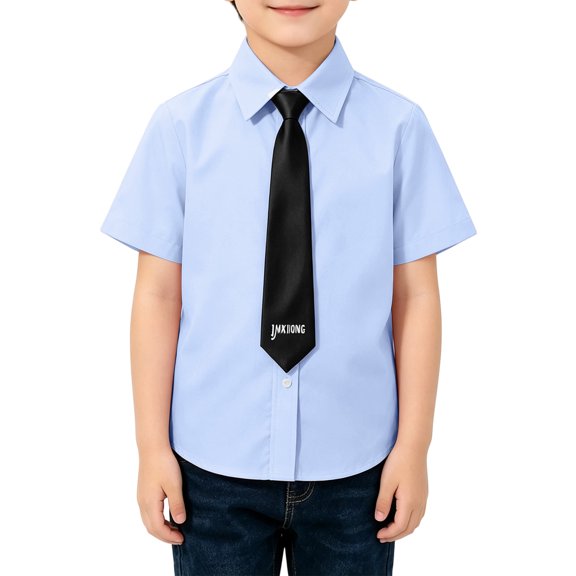 Resicozy Shirts for Girls 2026 Short Sleeve Button Down Collared Uniform Shirts Dress Shirt Cute Blouse 2-12 Years Light Blue 120