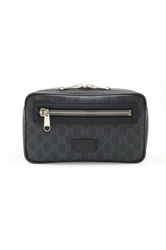 Pre-Owned GUCCI GG Supreme Web Line Waist Bag, Body Belt Bag in PVC and Leather, Dark... (Good)