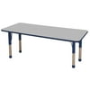 30in x 72in Rectangle Everyday T-Mold Adjustable Activity Table Grey/Navy - Chunky with Eight 10in Stack Chairs Navy - Ball Glide