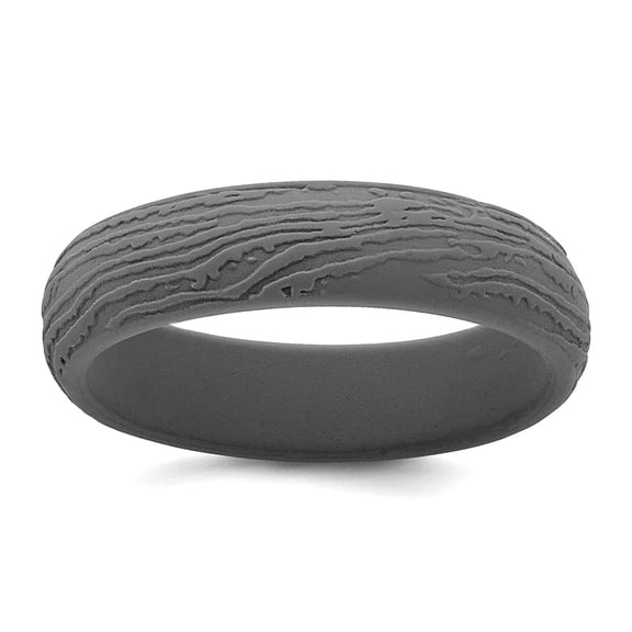 Silicone Gray 5.70m Wood Grain Pattern Band Size 10 5.7mm Wide Ring for Women and Men