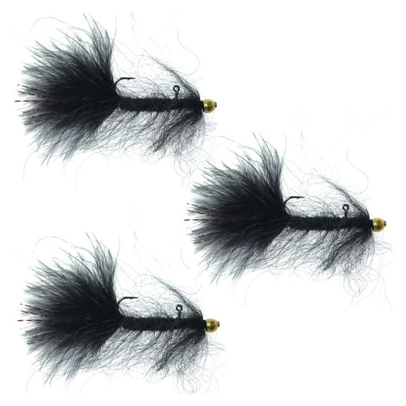 Tungsten Balanced Leech Streamer Flies Fishing Lures for Trout, Bass, Salmon, 3 Count
