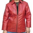 thumbnail image 2 of Chamarra de piel elegante color rojo con cuello de solapa para dama Castelli Leather Authentic Georgette Chamarra bomber elegante con cuello de solapa, 2 of 4