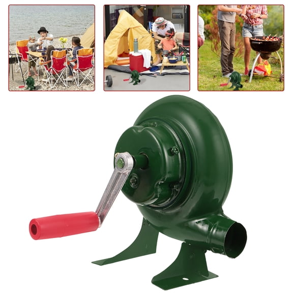 PENIKOKO Portable Green Hand Crank Fire Blower Fan Iron Construction for Home and Outdoor Use