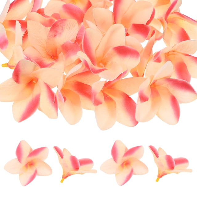 Uxcell 20-Pack Cabezas de Flores Artificiales de Plumeria, 2.36"/ 6cm Flores de Plumeria Falsas de Seda para Manualidades DIY, Champagne+Rojo