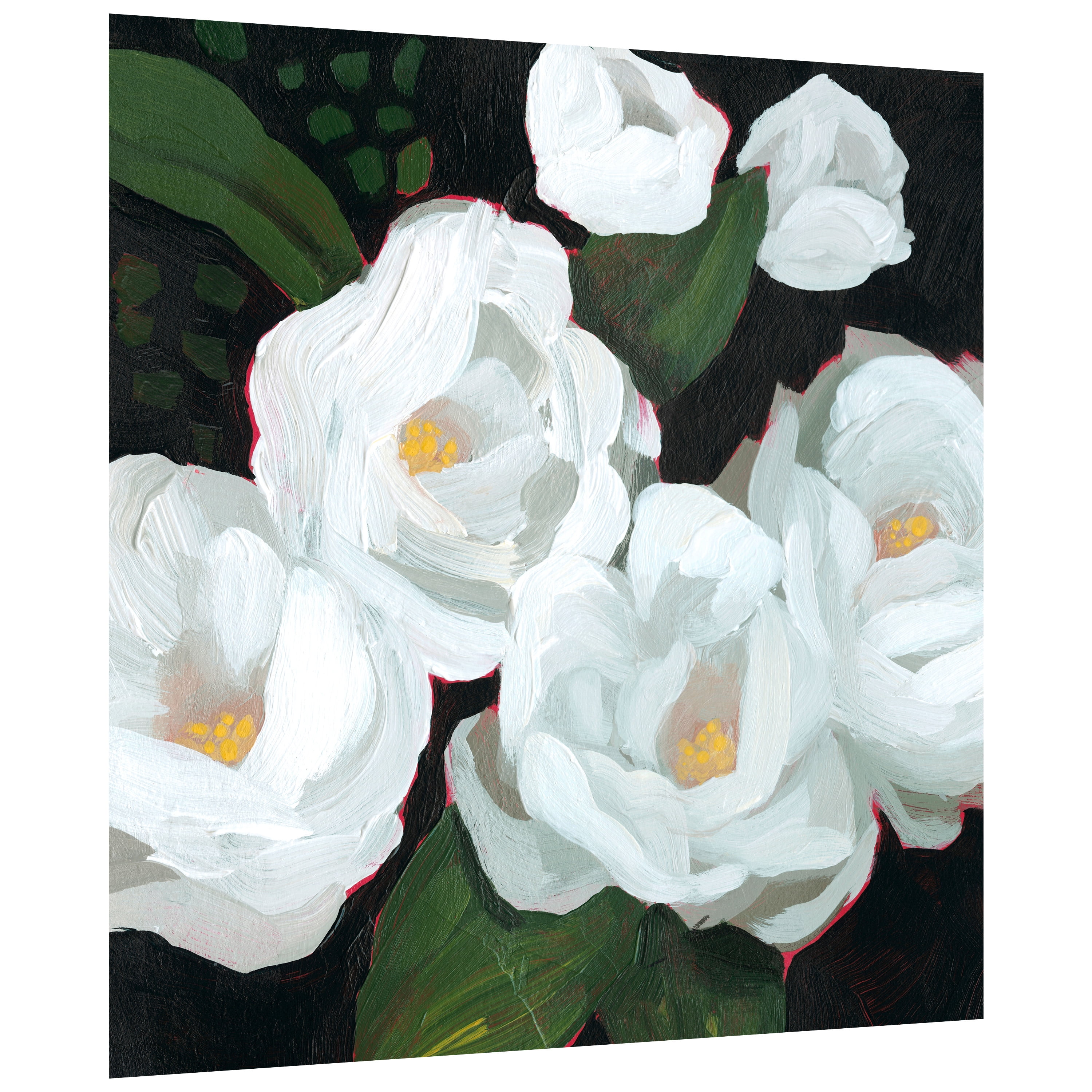 "White Blossom Serenity I" Flower Unframe Free Floating Reverse Printed Tempered Art Glass Wall Art