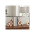 thumbnail image 2 of Decorative Book Ends with Checkered Pattern for Shelves - Modern Resin and Wood Bookends for Bookshelf Decor and Book Accessories - Office Accent for Desk or Side Table Decor - Set of 6", Ivory & Tan, 2 of 11