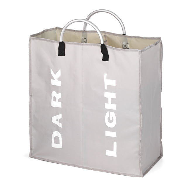 Bolsa de lavandería plegable de 2 secciones Cesto de ropa plegable Cesto de ropa Oxford de tela dura Tomshoo Gris-B
