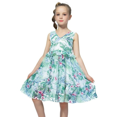 

Toddler Dress Summer Sleeveless Floral Print Princess Dress Chiffon Bohemian Dress Fashion Party Dresses