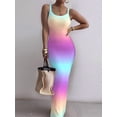 thumbnail image 6 of Women'S Summer Long Dress Casual Slip Slim Sleeveless Bodycon Maxi Dresses Blue Rainbow XXL, 6 of 7