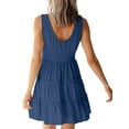 thumbnail image 5 of UVN Sleeveless Dresses for Women Summer Casual Button Down Sundresses Ladies Ruffle Tiered Casual Swing Beach Dress, 5 of 9