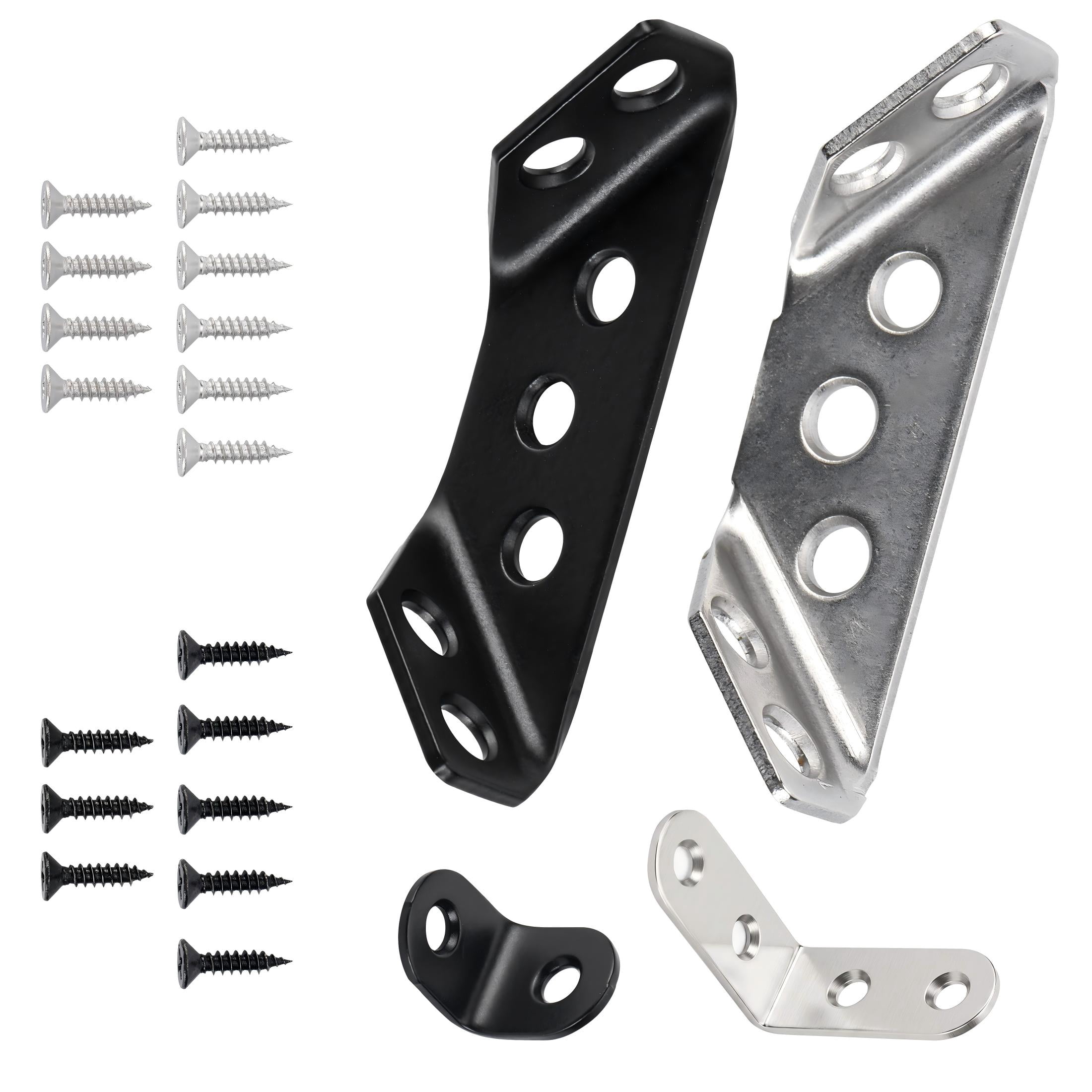 Hyper Tough Multiple Sizes Stainless Steel Corner Brace Kit for Wooden Furniture, Screws included, 60 Pack