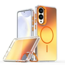 ELEHOLD Case for Samsung Galaxy S25 Edge, Gradient Magnetic Case with Camera Lens Kickstand,Orange