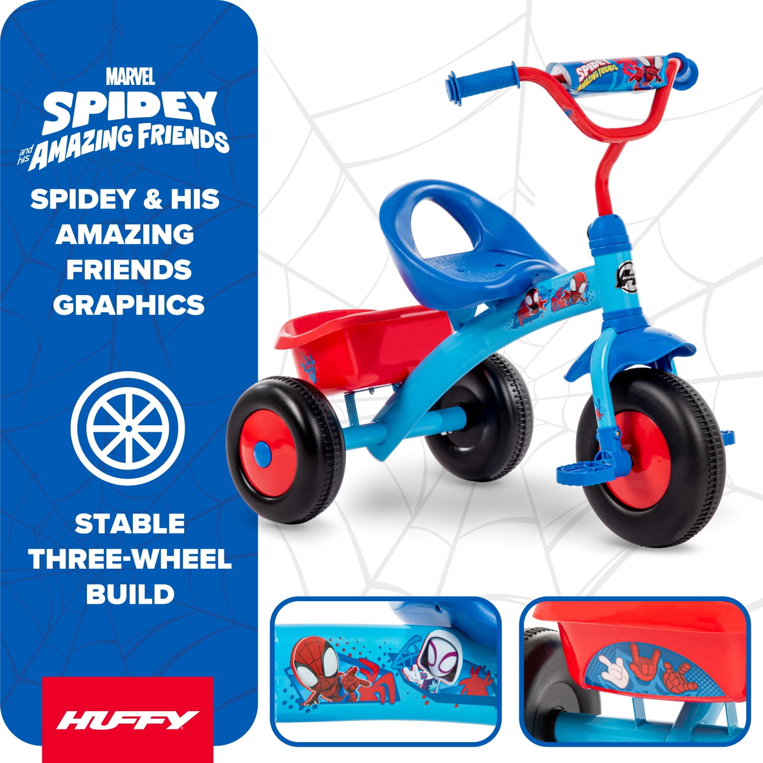 Huffy Spider-Man/Spidey and His Amazing Friends Tricycle, Ages 3+, Blue, Kids, Boys