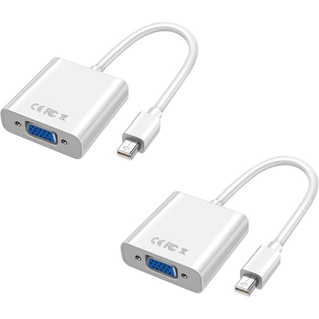HUGFEGWE 2Pcs Mini DP to VGA Adapter Connector Converter for Microsoft Surface Laptop TV Monitor Projector (Color : Mini DP to VGA White) CJB91-87157