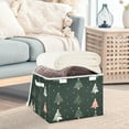 thumbnail image 3 of Yayeee Collapsible Cube Storage Bin with Lid Fabric Closet Decorative Basket with Handles, Green Christmas Trees, 3 of 7