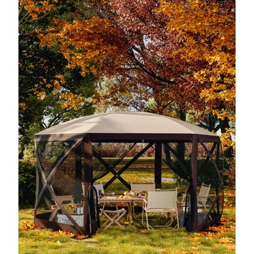 Towallmark Gazebos for Gardens,Pop-Up Screen Tent Gazebo, 12 x 12 Ft Camping Canopy Instant Shade, Featuring 6 Removable Privacy Canopy, and Made from 210D Oxford Fabric for Patio, Backyard