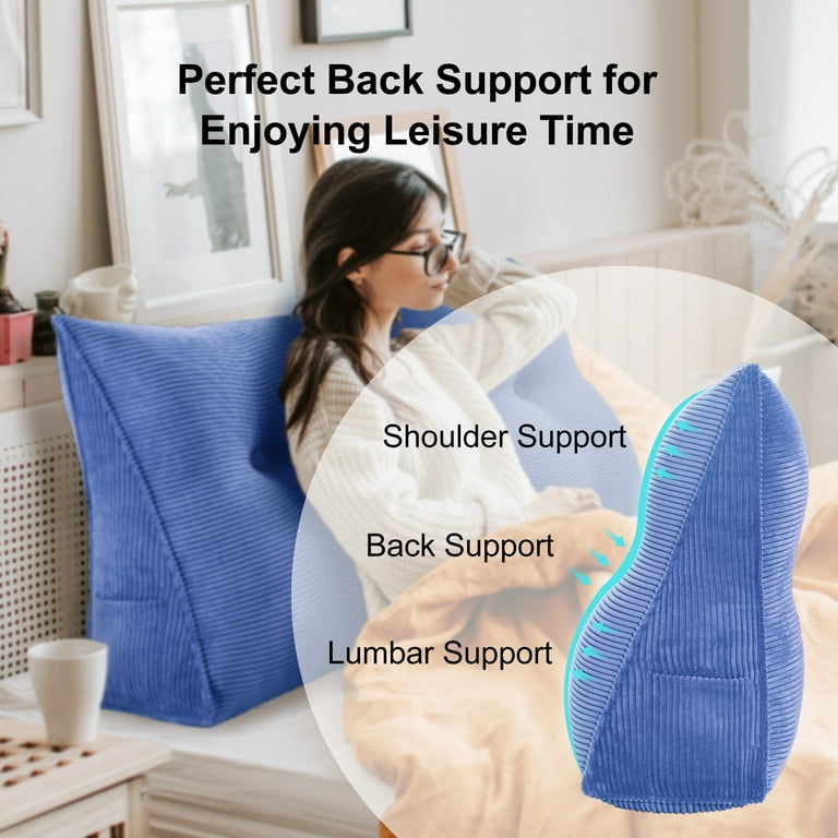 VERCART Triangular Bed Wedge Pillow Back Support Backrest Reading Pillows  for Lumbar and Sitting Up, Decorative Throw Office Chair Sofa Couch with