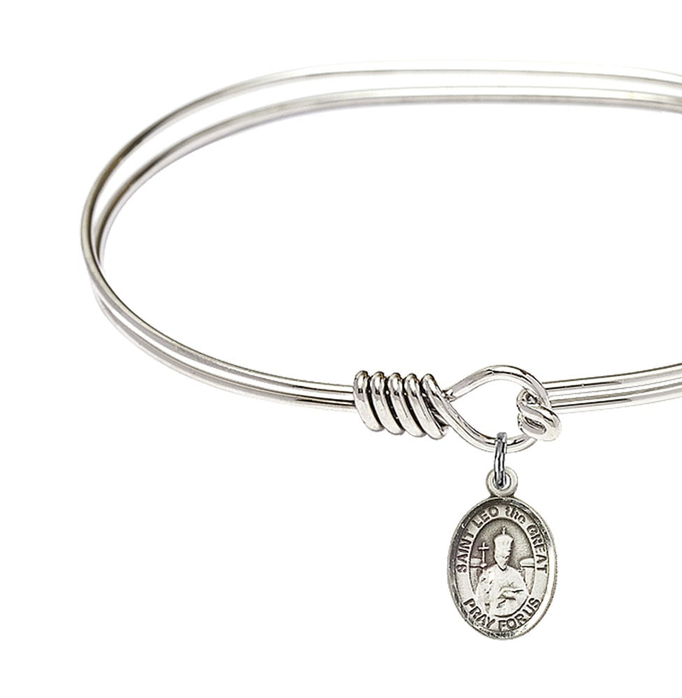 Bonyak Jewelry Round Eye Hook Bangle Bracelet w//St Sophia in Sterling Silver