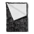 thumbnail image 2 of Bicycle Soft Flannel Fleece Throw Blanket, Vintage Bikes in Hand Drawn Style on a Black Background with Grunge Effect, Cozy Plush for Indoor and Outdoor Use, 70" x 90", Black and White, by Ambesonne, 2 of 5