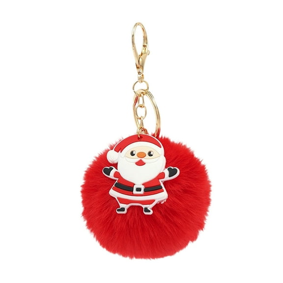 Beautynvta Christmas Keychain, Plush Fluffy Ball Keychain with Gift Box Christmas Tree Snowman Santa Claus Accessories, for Handbag Backpack Purse, Cute Soft Keychain Gift
