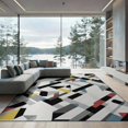 thumbnail image 2 of ODIKA 8'x10' Washable Area Rug Non-Slip Chair-Friendly Mat Abstract Contemporary Interlocking Shapes Minimalist Motif Grey Flowing Dynamic for Dining Room, Large Office, Lounge, 2 of 7