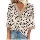 thumbnail image 2 of Xuyuer Women's Printed V-Neck 3/4 Sleeve Blouse, Loose Fit Casual T-Shirt Top for Spring and Summer Outfits, 2 of 5