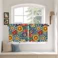thumbnail image 2 of Boho Colorful Floral Tier Curtains 36 Inch Length, Spring Flower Botanical Sunflowers Plant Cafe Short Curtains for Bathroom Sink, Small Kitchen Curtain Light Filtering Drapes 2 Panels 27.5"Wx36"L, 2 of 8