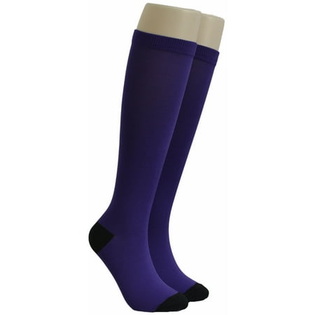 Vibrant Compression Socks: Mild for Work, Sports & Travel. Fits Most Adults 1 Pair - Purple