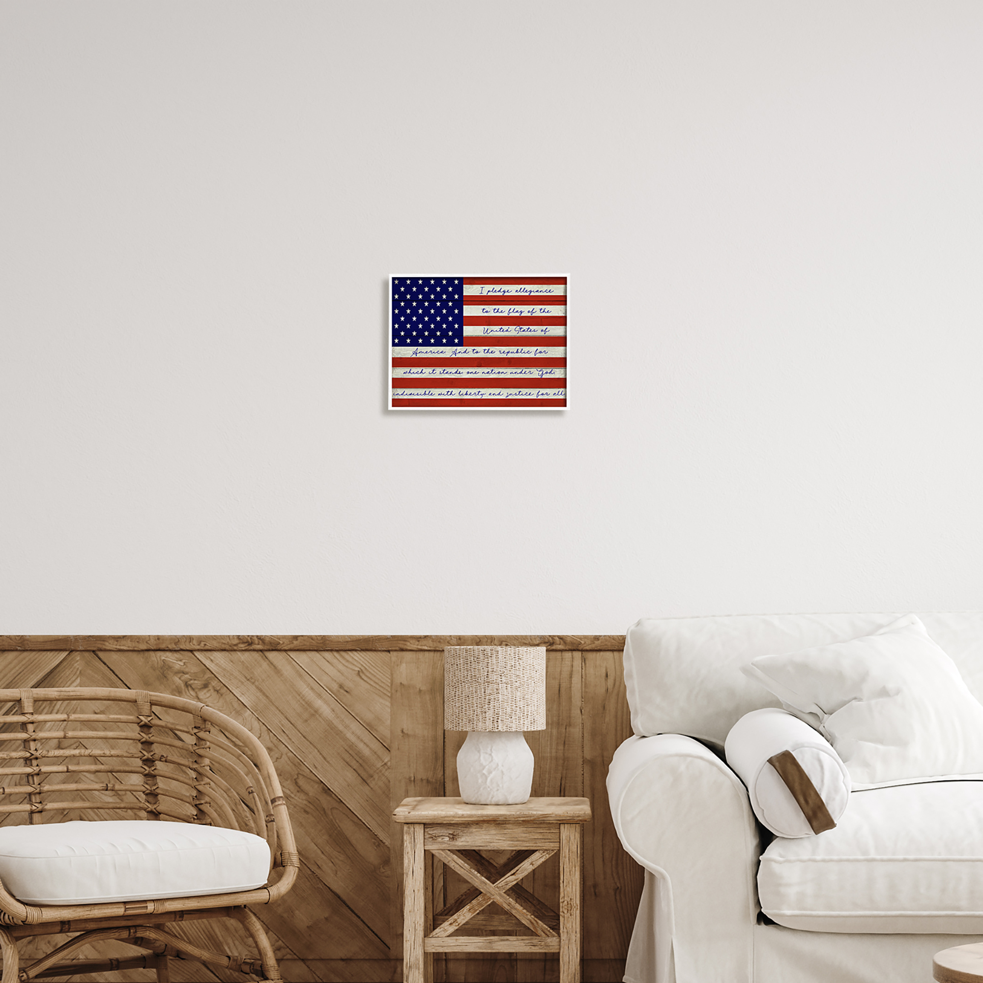 Stupell Industries Pledge of Allegiance Flag Inspirational Painting White Framed Art Print Wall Art, 14 x 11