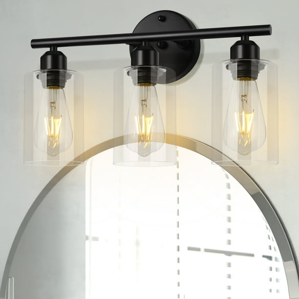 GoYeel 3Light Modern Bathroom Light Fixtures Matte Black Vanity Light