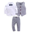 thumbnail image 2 of Fesfesfes Toddler Boy Outfits 3T Kids Toddler Boys Gentleman Suit Long Sleeve Shirt+Jackets+Pants Outfits Clothes Set 3Pcs 1-5 Years 4-5 Years, 2 of 7