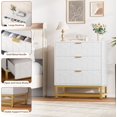 thumbnail image 6 of EastVita Modern 3 Drawer Dresser Wide Chest with Gold Metal Legs and Handles Wood Storage Organizer for Bedroom Living Room Hallway White, 6 of 7