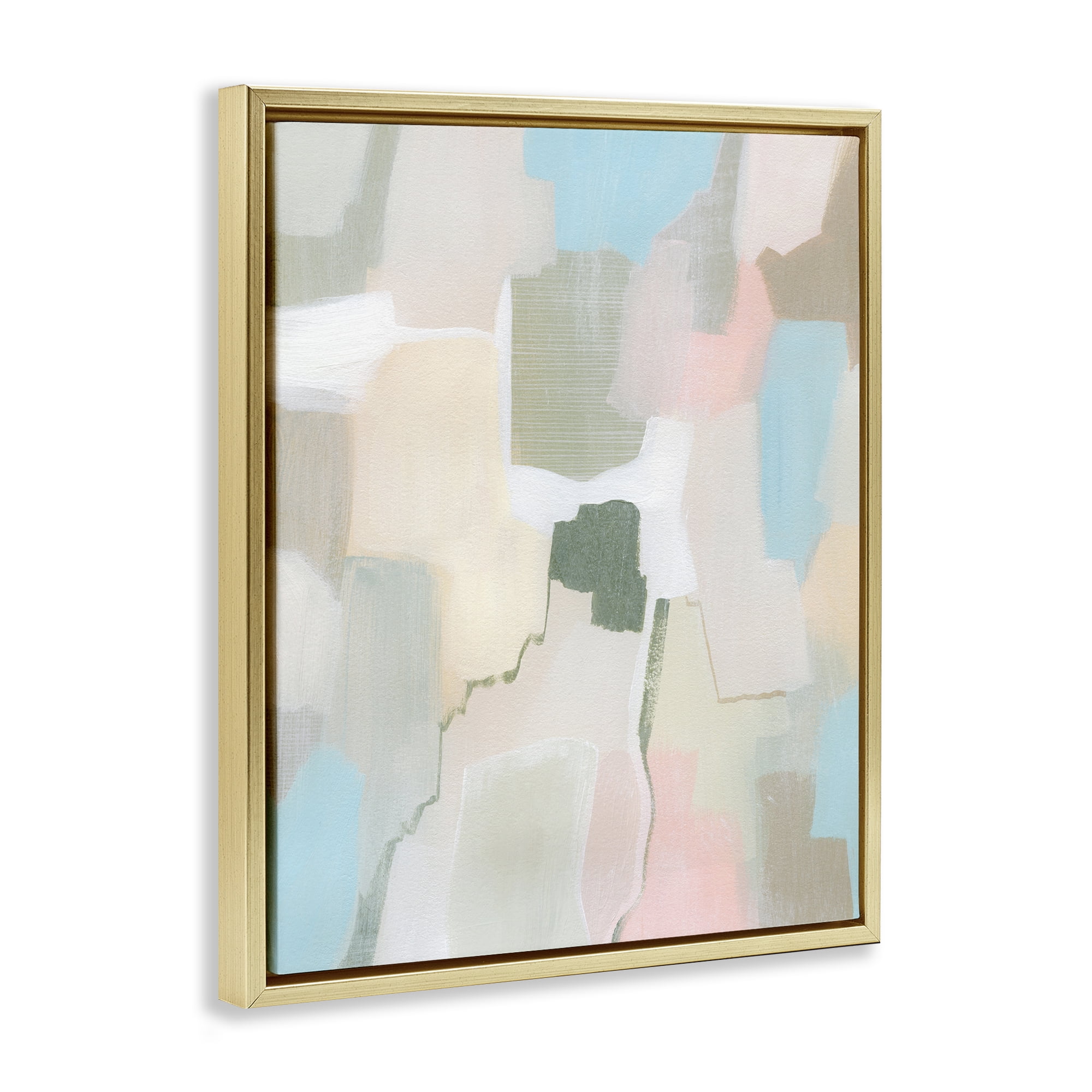 Stupell Industries Soft Abstract Expression Abstract Painting Gold Floater Framed Canvas Art Print Wall Art, 17 x 21