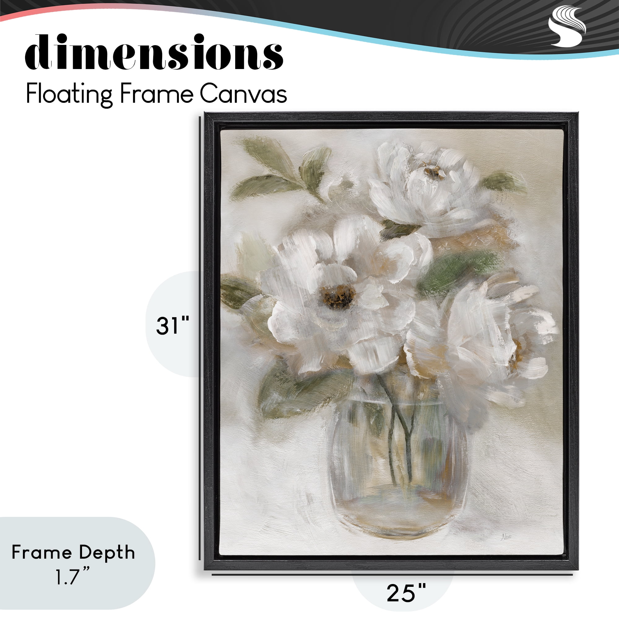 Stupell Industries Brushed Neutrals Bouquet Black Framed Floater Canvas Wall Art, design by Nan