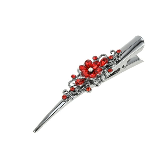 Unique Bargains 1 Pc Vintage Floral Hair Clips for Home Red