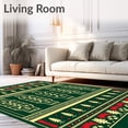 thumbnail image 2 of ODIKA 3'x5' Machine Washable Non-Slip Area Rug, Nordic Inspired Holiday Tree Icons with Interlocking Festive Symbols High Traffic Rug, Green, 736503, 2 of 7