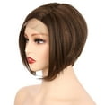 thumbnail image 2 of OneDor 8 Inch Angled Layers Lace Front Wig Relaxed Straight Bob wig (Medium Brown Evenly Blended with Warm Medium Brown-RL6/8) …, 2 of 7