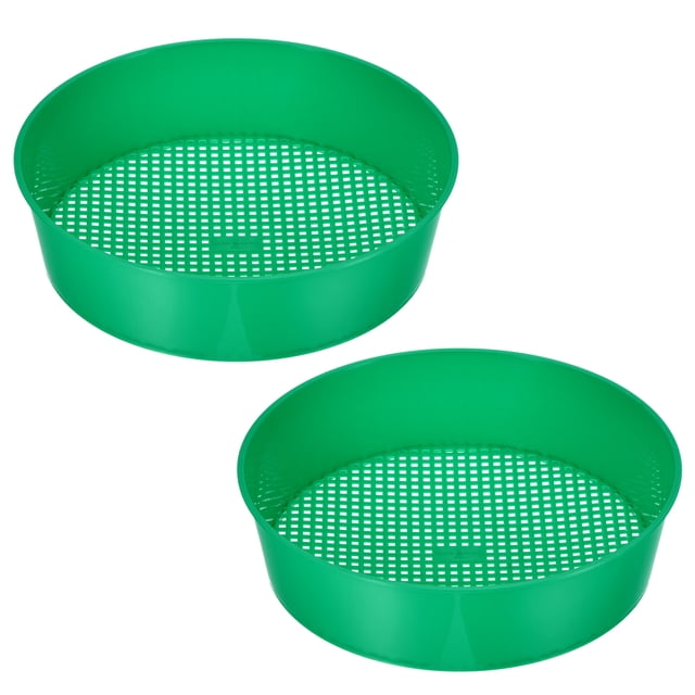 Unique Bargains Garden Sifting Pan Plastic Potting Sieve Mesh Filter Soil Screen Tool, Green 2 Pack