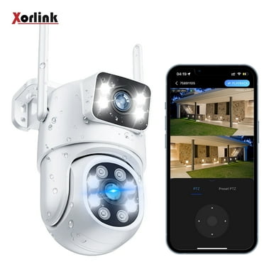 Xorlink 4K Dual Lens Outdoor Security Camera, WiFi PTZ Outside Cameras for Home Security with Auto Tracking, Human Detection, IP66, Color Night Vision, 24/7 Record,Two-Way Audio, Dual-Screen Display