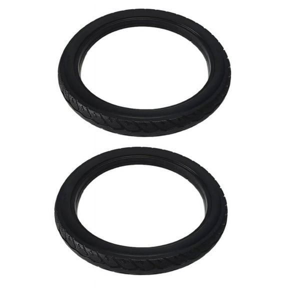 2X 16 Inch 16 x 1.75 Bicycle Solid Tires Bicycle Bike Tires 16 x 1.75 Black Rubber Non-Slip Tires Cycling Tyre