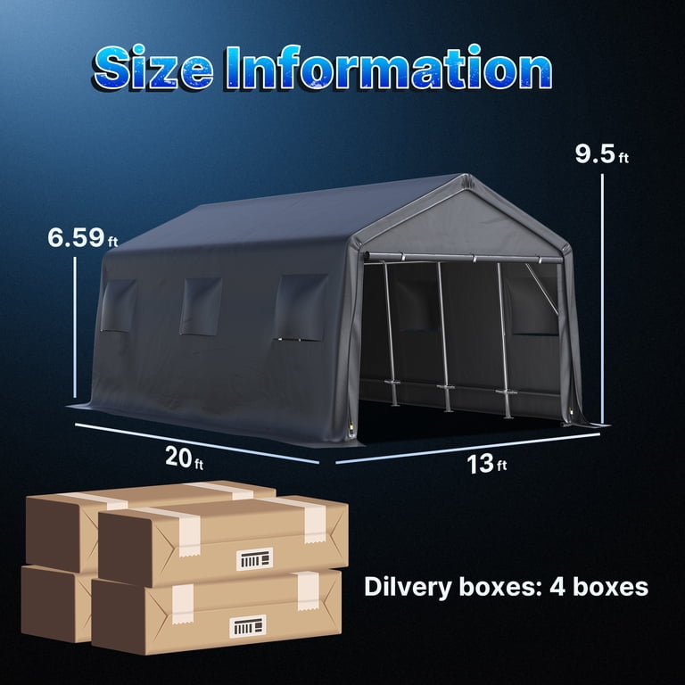 usパップテント ADVANCE OUTDOOR 13x20 ft Heavy Duty Carport, Portable Garage Tent